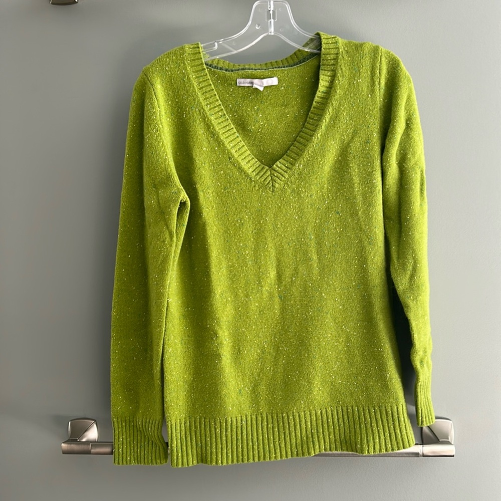 Lime Green with Fleck Old Navy V Neck Sweater Size L